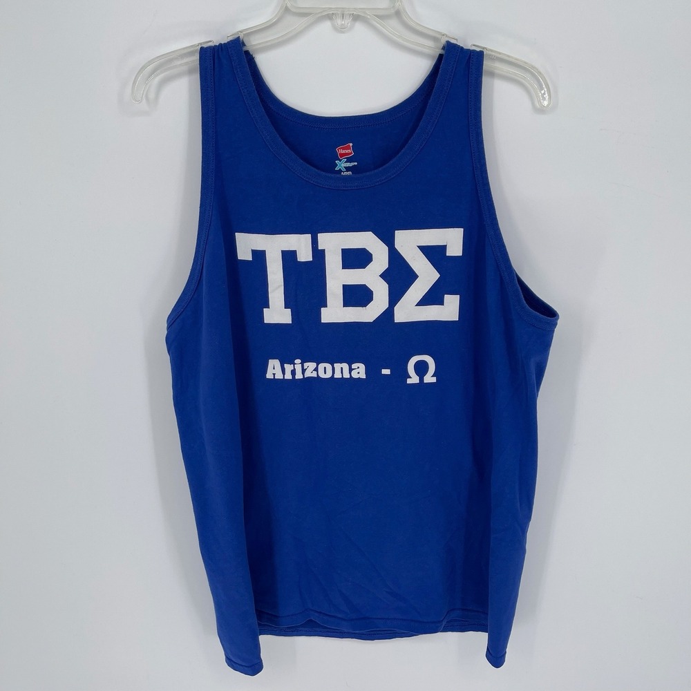 Hanes Men's Blue Tau Beta Sigma Arizona Omega Workout‎ Graphic Tank Top Size L
